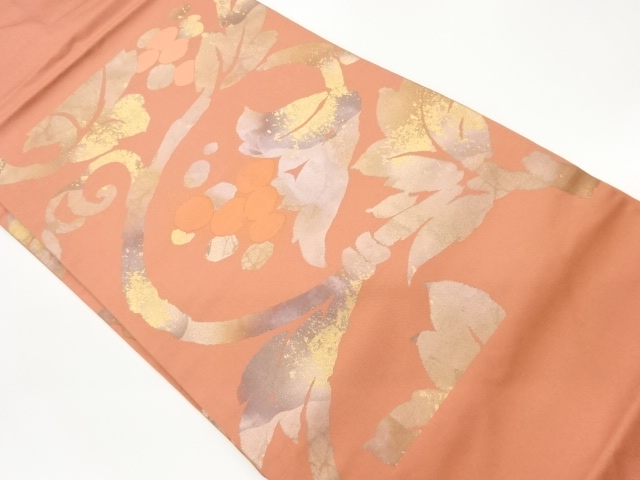 JAPANESE KIMONO / VINTAGE NAGOYA OBI / WOVEN GRAPE ARABESQUE